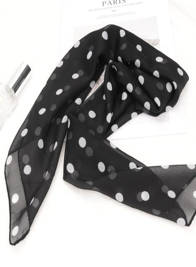 OVOY Polka Dot Chiffon Square Scarf for Women - Lightweight Neck Scarf, Head Wrap, Kerchief & 50s Costume Accessory - Image 2